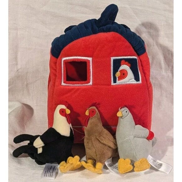 Chickens Coop Carrying Case Plush FAO Schwarz Barn Hen House Rooster Playset Toy - Picture 14 of 14